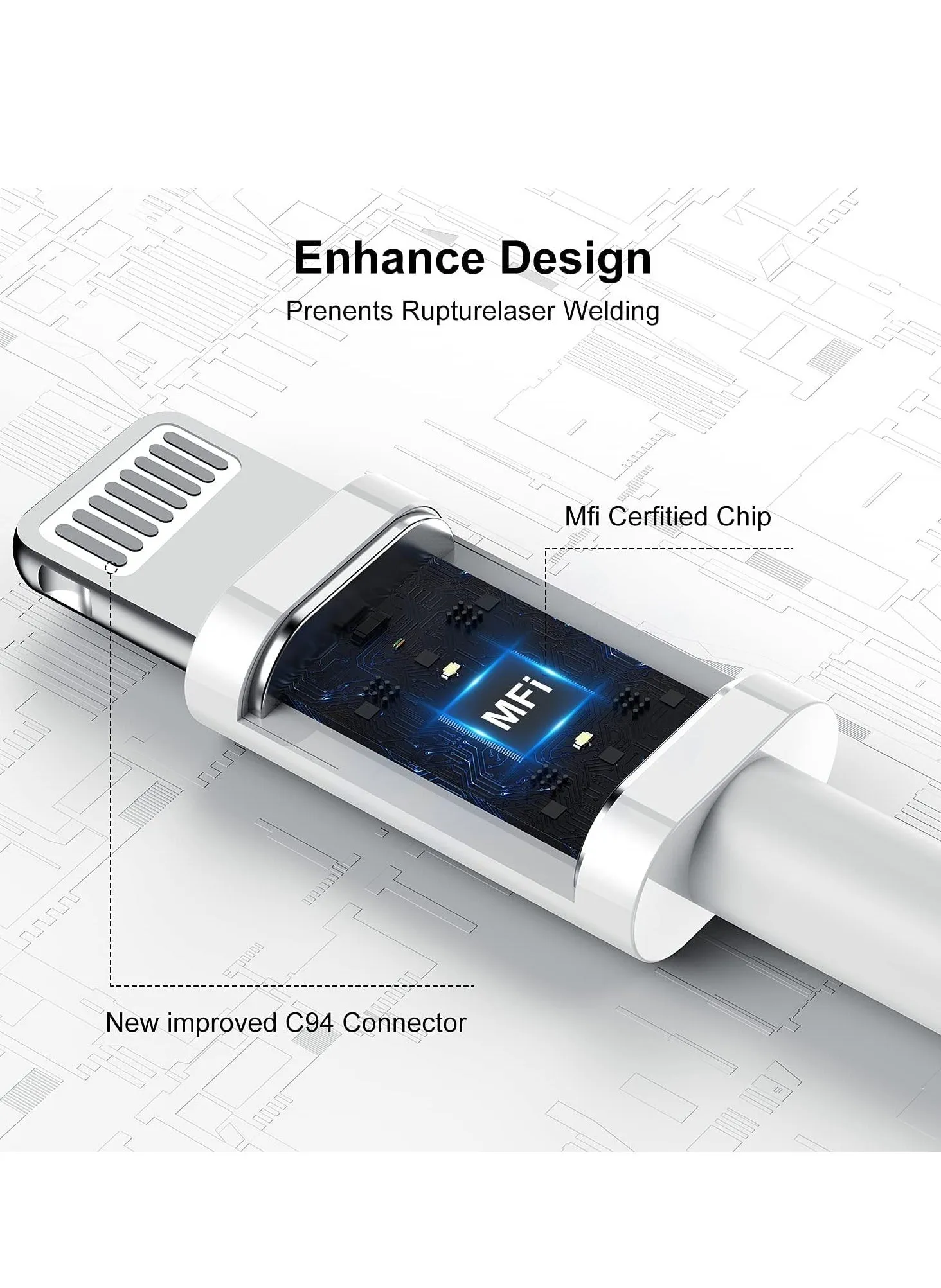 Apple Certified 1M iPhone to USB Charger, 1M Fast Charging Cable for iPhone 14 Pro Max/13 Pro Max/12 Mini/11 Pro/11/XS/XR/8/7/6s/6/5S/iPad/ Air, 3 pcs-2