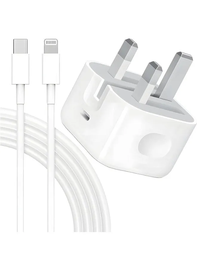 شاحن سريع PD معتمد من Apple لهاتف iPhone 20W، 1M Type C محول قابس شاحن حائط USB-C إلى كابل Lightning 14 13 12 11 Pro Mini XS XR-1