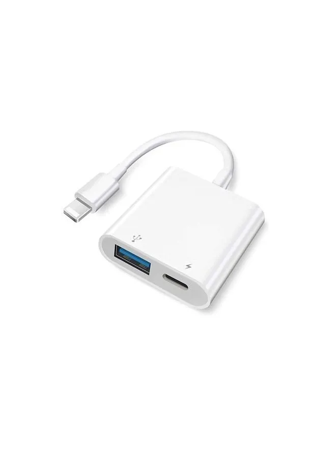 محول OTG من Apple، محول USB محمول 2 في 1، كابل تحويل ماوس U Disk كبير لنقل البيانات، محول OTG USB أنثى متوافق مع IPhone IPad (أبيض)-1