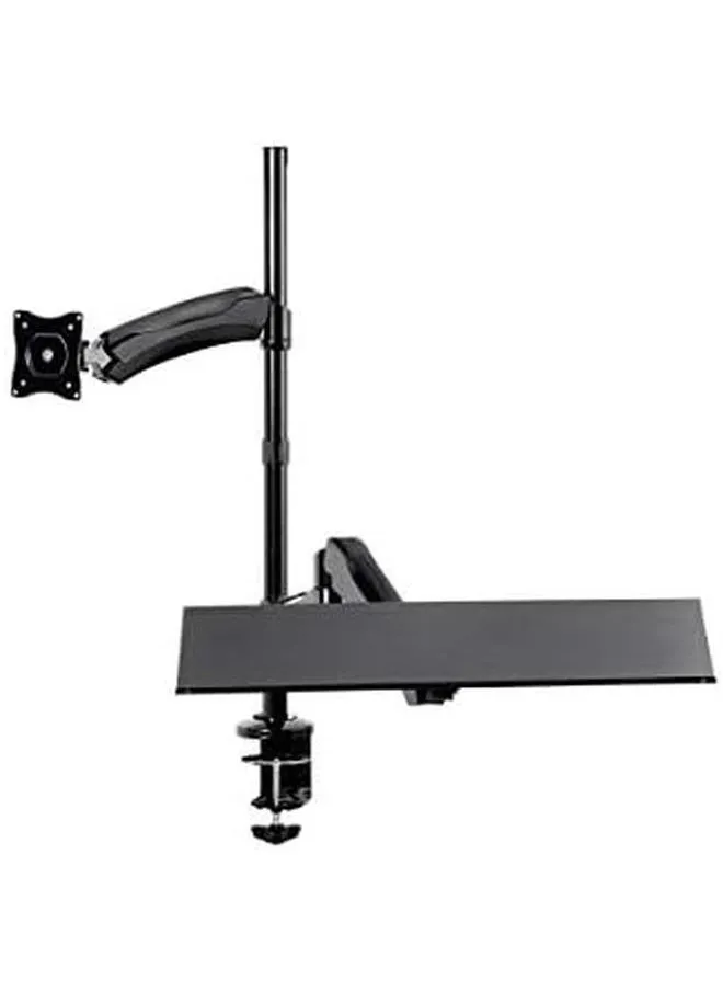 Articulating Gas Spring Sit Stand Monitor And Keyboard Workstation Mount For Displays 13In To 26In Vesa 75X75 To 100X100 Easy To Use Compatible With Most Desks Black-2