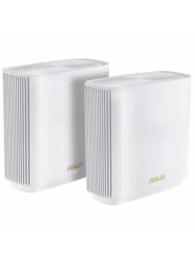 ASUS XT8 WIFI AX6600 Tri Band Mesh WIFI 6 SYSTEM، تغطية منزلية كاملة تصل إلى 5500 قدم مربع و6+ غرف نوم، حزمة من قطعتين باللون الأبيض، Zen Wi-Fi XT8 2 حزمة باللون الأبيض، ZenWiFi-AX-XT8 / ASUS Zen Wi-Fi AX (XT8)، عبوتين-1