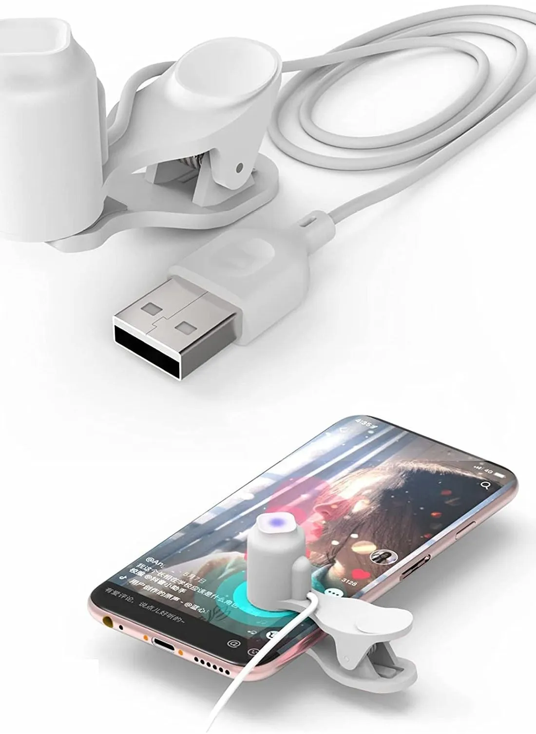 جهاز النقر التلقائي للهاتف المحمول وشاشة الكمبيوتر اللوحي، محاكي USB للنقر بالإصبع للألعاب والتسوق وإعطاء إعجاب في Tiktok، صفقة لايتنينج، البث المباشر (أبيض)-1