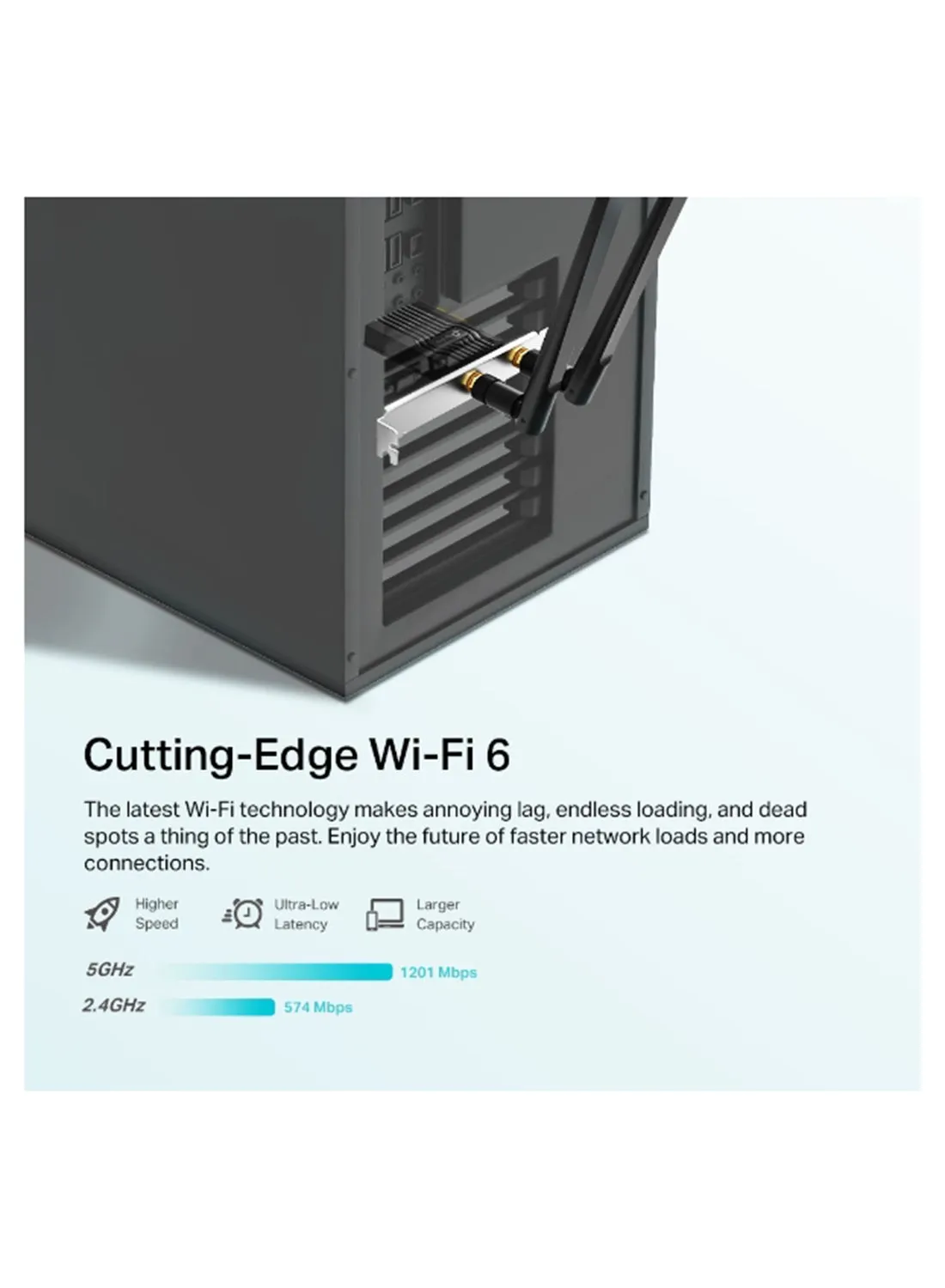 محول AX1800 Wi-Fi 6 Bluetooth 5.2 PCIe باللون الأسود-2