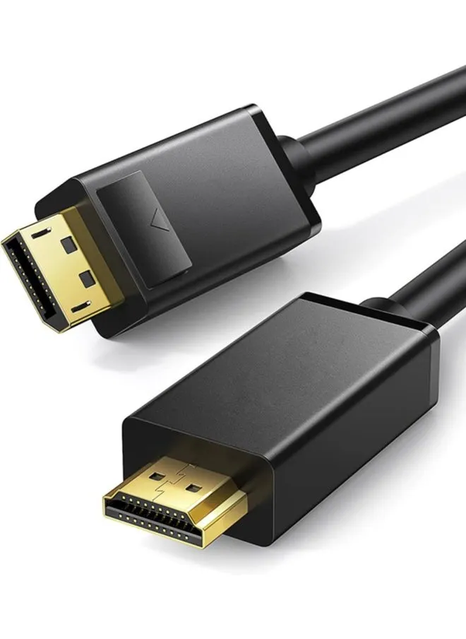 أساسيات كابل عرض DisplayPort إلى HDMI، أحادي الاتجاه، 4k@30 هرتز، 1920x1200، 1080p، مقابس مطلية بالذهب، أسود-1