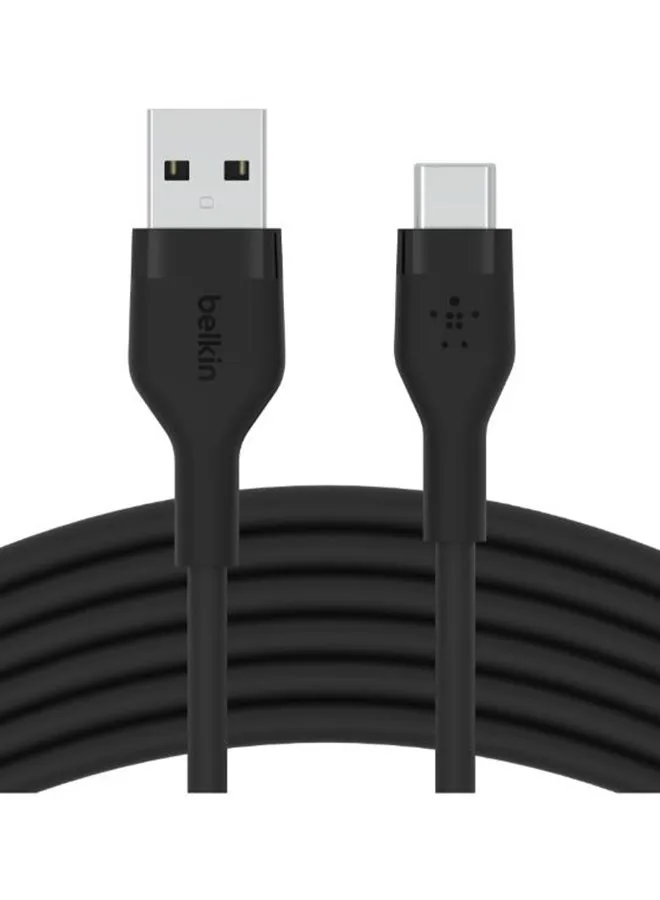 كابل شحن بيلكن بوست تشارج فليكس من السيليكون من منفذ USB Type C إلى منفذ USB-A (بطول 3 أمتار / 10 أقدام)، حاصل على شهادة Usb-If ومخصص لأجهزة آي باد برو وجالاكسي S21 وألترا وبلس ونوت 20 وبيكسل وغير ذلك - أسود أسود-1