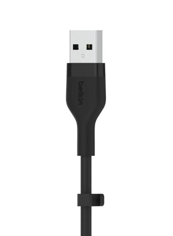 كابل شحن بيلكن بوست تشارج فليكس من السيليكون من منفذ USB Type C إلى منفذ USB-A (بطول 3 أمتار / 10 أقدام)، حاصل على شهادة Usb-If ومخصص لأجهزة آي باد برو وجالاكسي S21 وألترا وبلس ونوت 20 وبيكسل وغير ذلك - أسود أسود-2