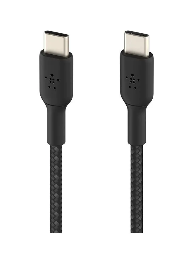 كابل Usb-C إلى Usb-C مضفر من بيلكين (كابل شحن سريع Usb Type-C لأجهزة سامسونج، وبكسل، وآي باد برو والمزيد) - بطول 1 م، أسود أسود-2