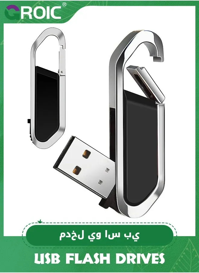 محرك فلاش USB أسود سعة 64 جيجابايت محرك أقراص معدني محمول مع سلسلة مفاتيح USB 2.0 محرك أقراص القلم لتخزين البيانات الخارجية-1