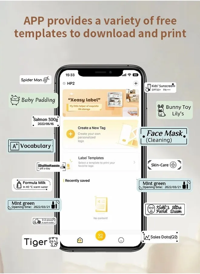 Bluetooth Label Printer Free Program Multiple Templates 203DPI Suitable for Sorting and Classification Marking-2