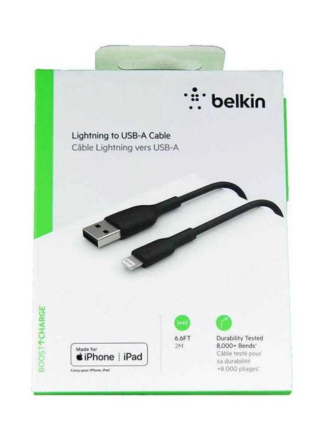 كابل بوست تشارج Lightning إلى USB-A بطول مترين أسود-2