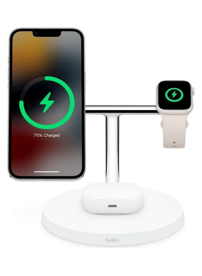 شاحن Boost Charge Pro اللاسلكي السريع 3 في 1 مع MagSafe بقوة 15 وات لهاتف iPhone 14 و13 و12 وApple Watch وAirPods-2