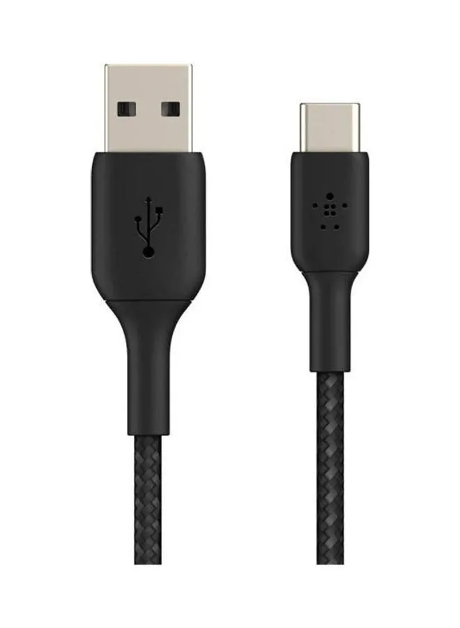 كابل بوست تشارج مضفر من USB C إلى A أسود-1