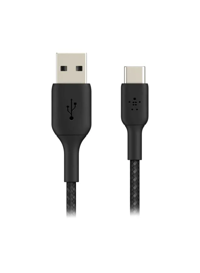 كابل Usb-C مضفر (Usb-C إلى Usb-A من بيلكين، لأجهزة سامسونج، وبكسل، وآي باد برو، ونينتندو سويتش والمزيد) - بطول 1 م، أسود أسود-1