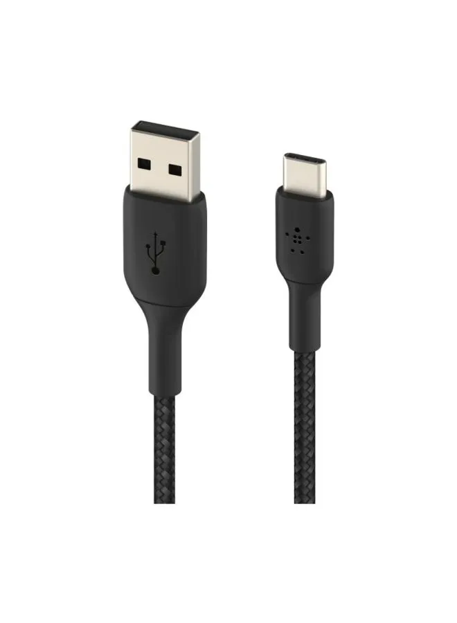 كابل Usb-C مضفر (Usb-C إلى Usb-A من بيلكين، لأجهزة سامسونج، وبكسل، وآي باد برو، ونينتندو سويتش والمزيد) - بطول 1 م، أسود أسود-2