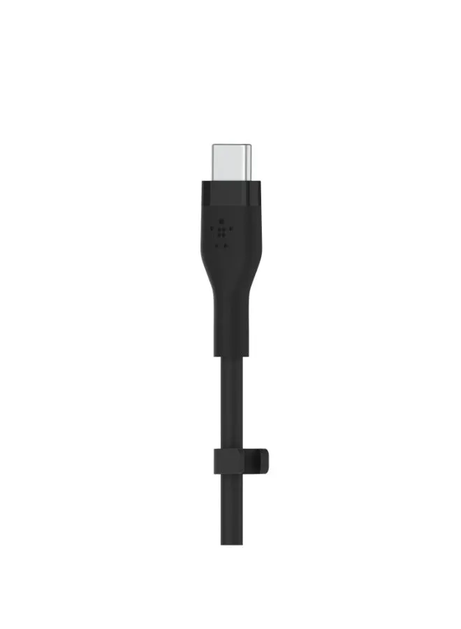 كابل شحن BoostCharge Flex سيليكون USB C كابل شحن USB من النوع C إلى USB من النوع C كابل شحن لهاتف iPhone 15 وSamsung Galaxy S24 S23 iPad MacBook Note Pixel والمزيد 3 متر أسود أسود-2