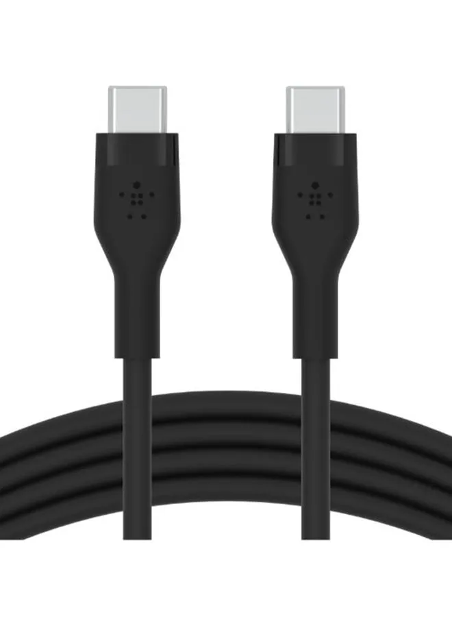 كابل شحن بوست تشارج من بيلكين بتصميم من السيليكون اللين من Usb Type C إلى  Type C (بطول 1 م/3.3 أقدام) معتمد من قبل منظمة Usb-If ومتوافق مع أجهزة ماك بوك برو، وآي باد برو، وجالاكسي S21، وألترا، وبلس، والمزيد - أسود أسود-1