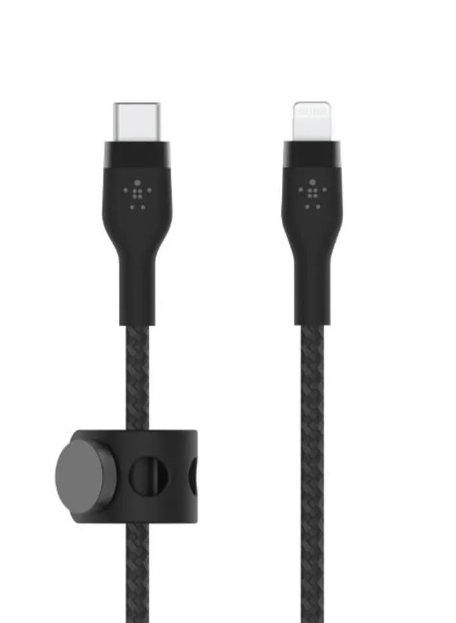 كابل بوست شارج برو فليكس مضفر من USB Type C إلى لايتنينج (بطول 1 متر / 3.3 قدم)، شحن سريع بقدرة 20 وات وتقنية PD لشحن هواتف آيفون 14/14 بلس، 13، 12، برو، ماكس، ميني، SE، آي باد وغيرها المزيد أسود-2