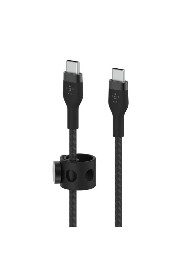 كابل Boostcharge Pro Flex مضفر USB-C إلى USB-C 1 متر، كابل شاحن سريع من النوع C، كابل من النوع C إلى النوع C، لأجهزة Apple Macbook Air/Pro، Ipad Pro/Air/Mini، Samsung Galaxy S24/23/22 Ultra أسود-2