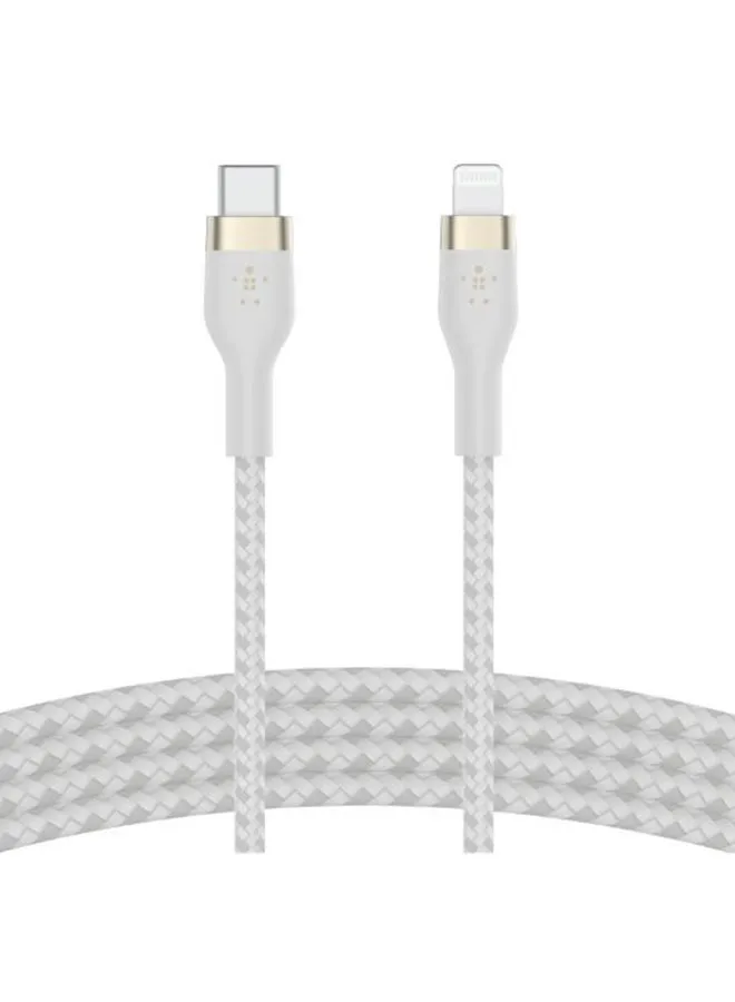 كابل بوست شارج برو فليكس مضفر من USB Type C إلى لايتنينج (بطول 1 متر / 3.3 قدم)، شحن سريع بقدرة 20 وات وتقنية PD لشحن هواتف آيفون 14/14 بلس، 13، 12، برو، ماكس، ميني، SE، آي باد وغيرها المزيد لون أبيض-1