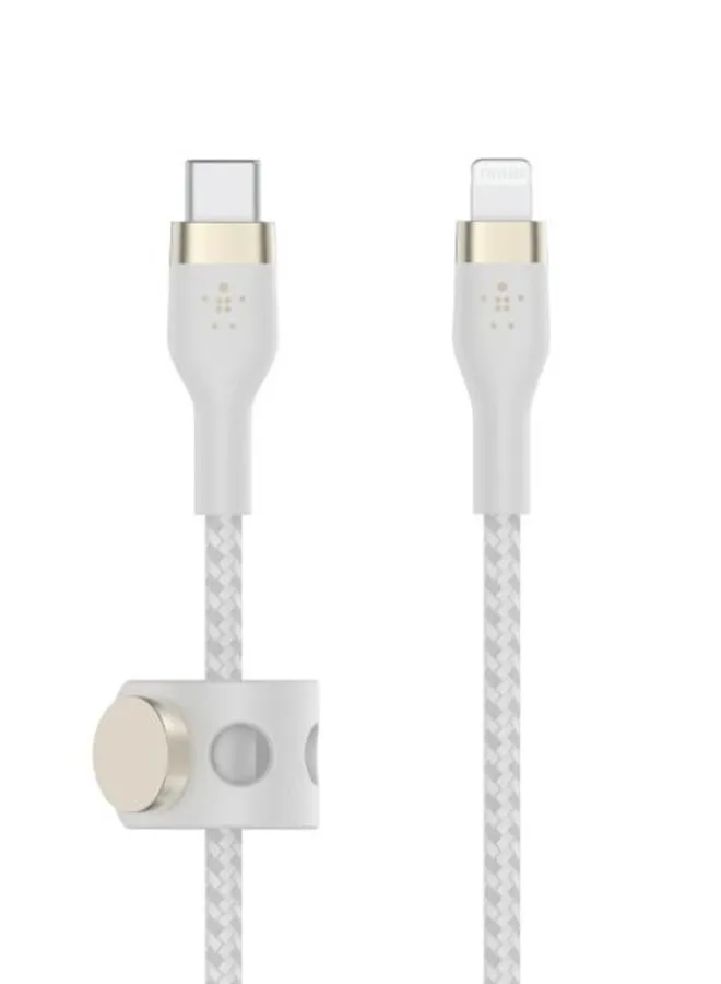 كابل بوست شارشينج فائق المرونة مضفر USB Type C إلى لايتنينج بطول 3 متر/10 أقدام معتمد من MFi للشحن السريع بقدرة 20 وات وتقنية PD لأجهزة آيفون 14 و14 بلس و13 و12 وبرو وماكس وميني وSE وآي باد وغيرهم لون أبيض-2