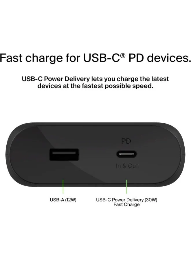 باور بانك يدعم تقنية PD بمنفذ USB-C (شاحن محمول بتقنية الشحن السريع بمنافذ USB-C + USB، بسعة 20000 مللي أمبير في الساعة، حزمة بطارية لأجهزة ماك بوك، وآيفون، وآي باد، وغير ذلك الكثير) أسود-2