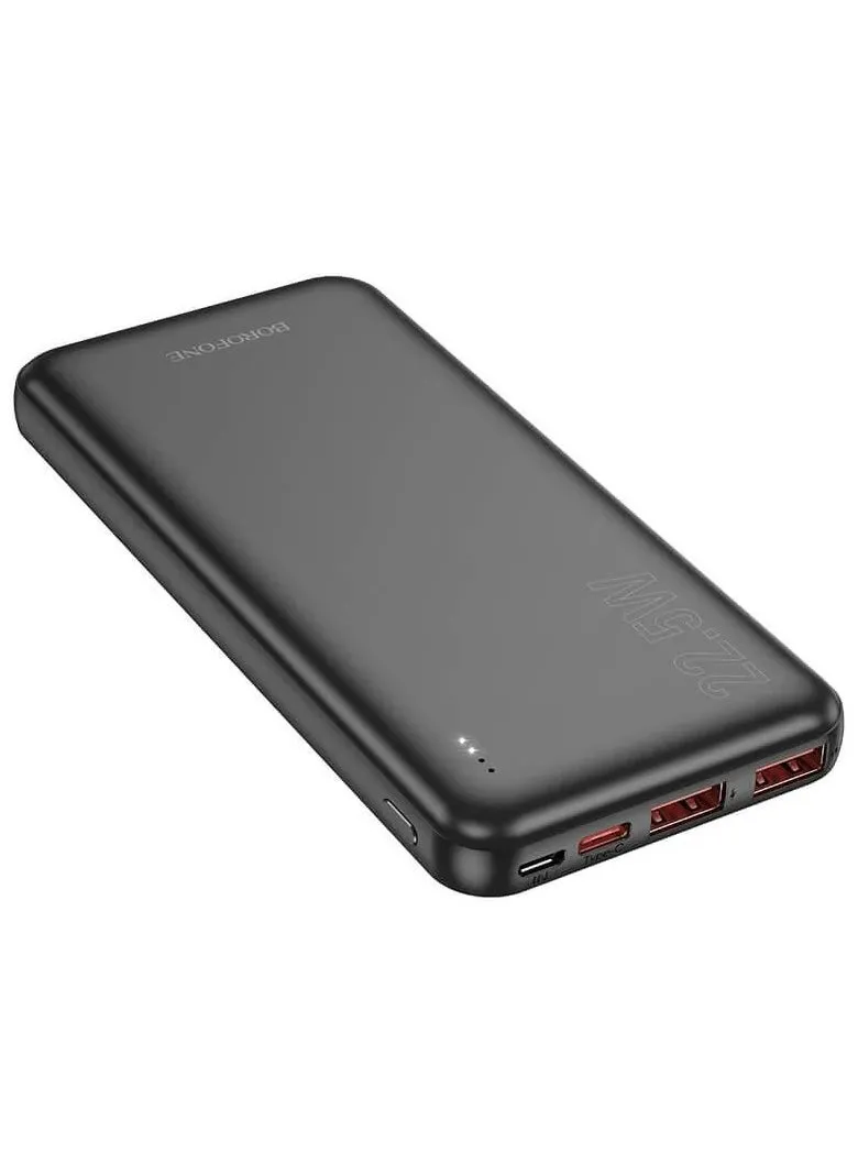 BOROFONE BJ38 10000mAh PD 20W شحن سريع 4 منافذ 2 USB + 1 نوع +1 بنك طاقة محمول Micro USB (أسود)-1