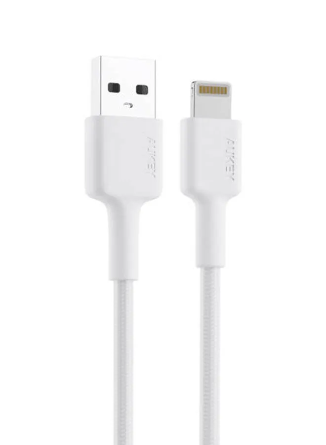 كابل مضفر MFI شحن و مزامنة USB-A إلى Lightning طول 0.9م BAL7 أبيض لون أبيض-2