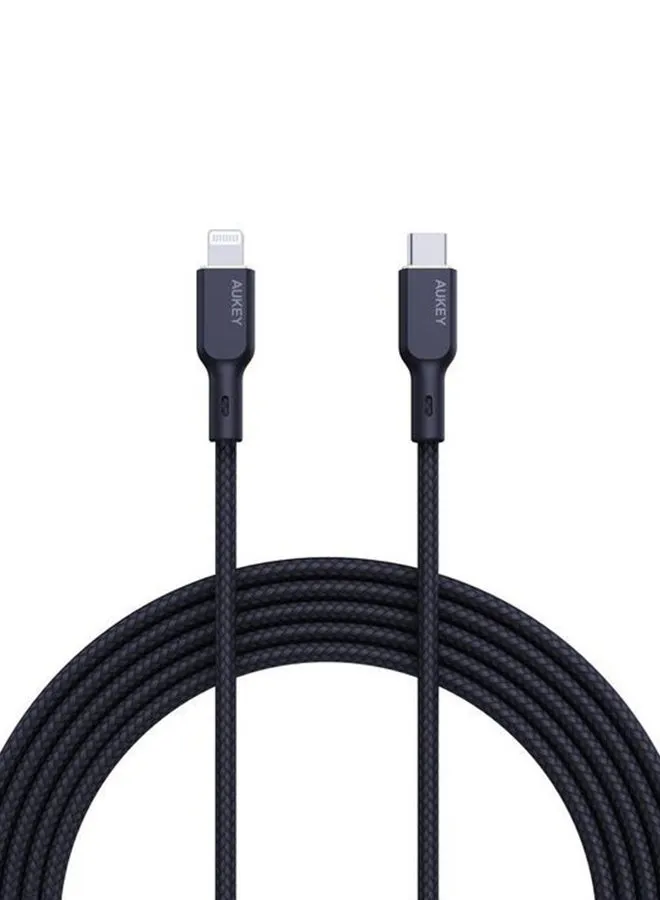 كابل مضفر MFI شحن و مزامنة USB-C إلى لايتنينج طول 1م NCL1 أسود أسود-1