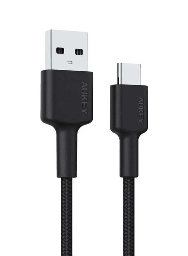 كابل مضفر شحن و مزامنة USB-A إلى USB-C طول 0.9م CD30 أسود أسود-1