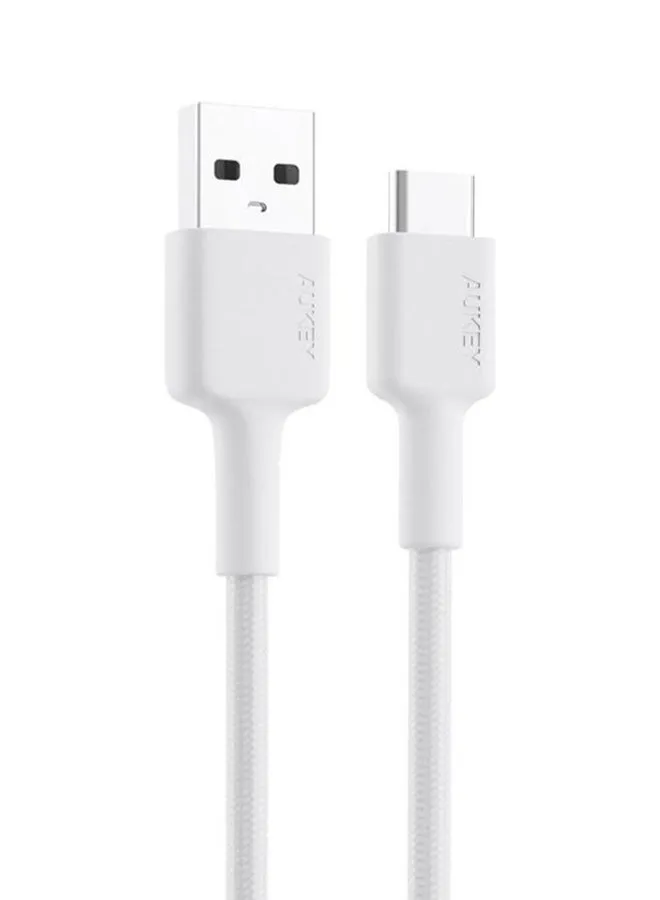 كHبل مضفر شحن و مزامنة USB-A إلى USB-C طول 0.9م CD30 أبيض لون أبيض-1