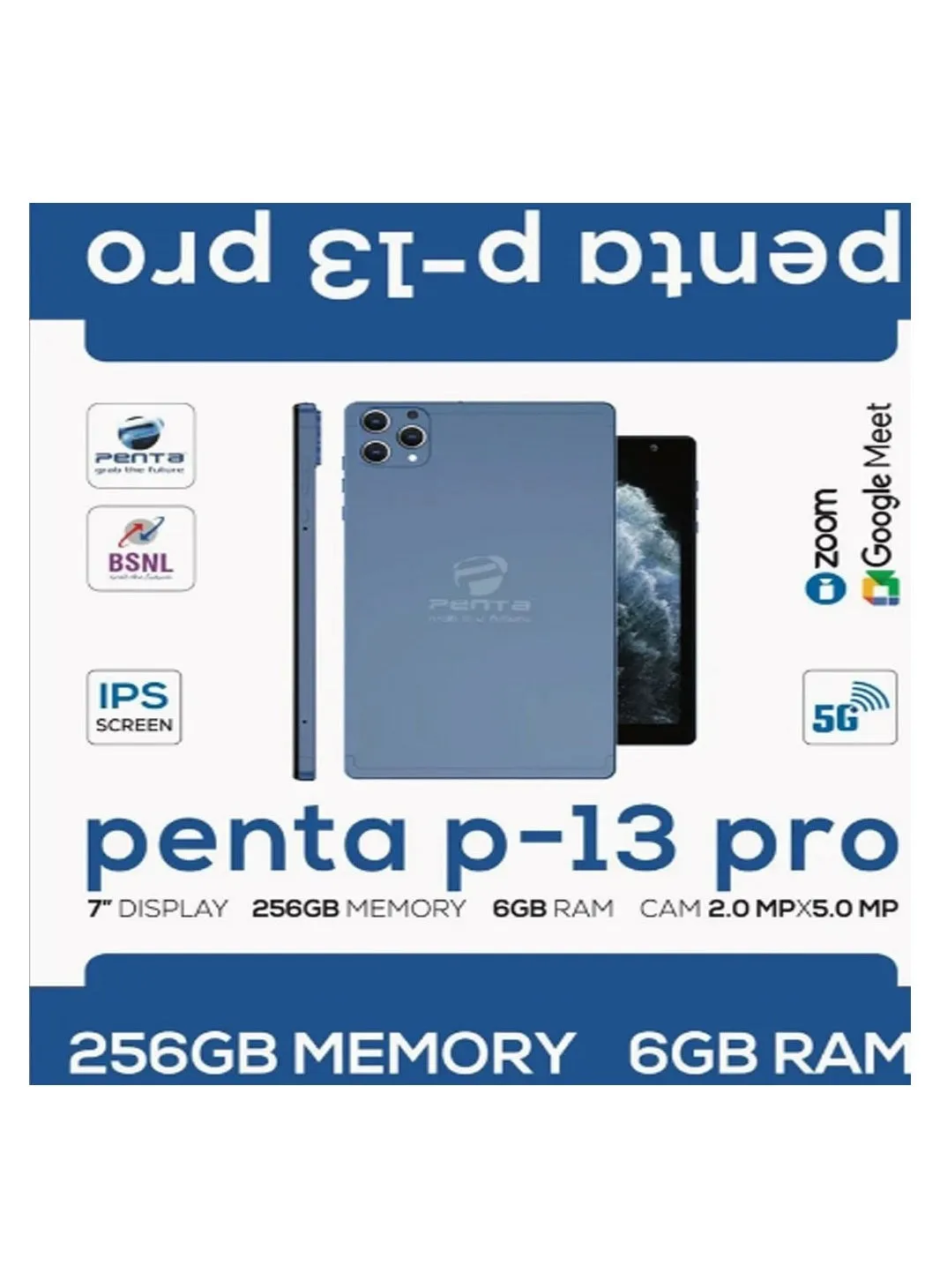 تابلت BSNL Penta P13pro 5G سعة 6 جيجابايت وذاكرة وصول عشوائي 256 جيجابايت-1