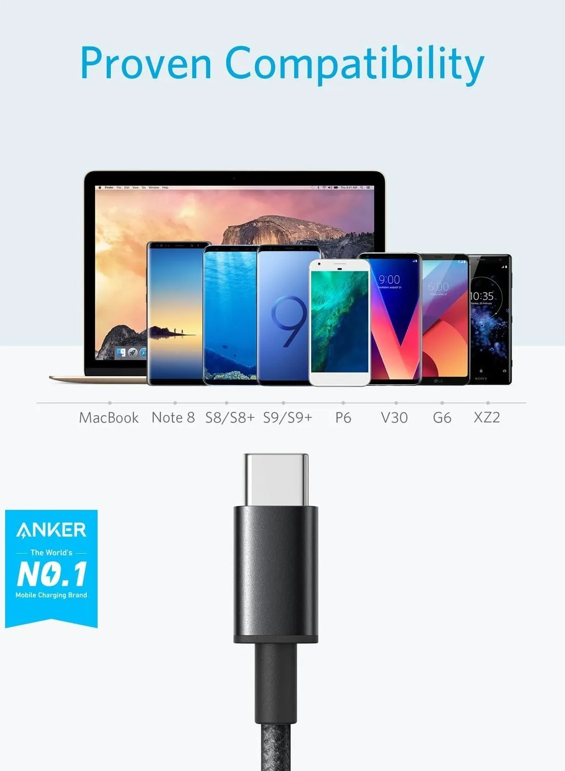 كابل [عبوة من قطعتين بطول 6 أقدام]، كابل USB إلى USB C، سلك شاحن USB A إلى Type C لهاتف Samsung Galaxy S10 / S10+ / Note 9، LG V30 والمزيد (USB 2.0، أسود)-2