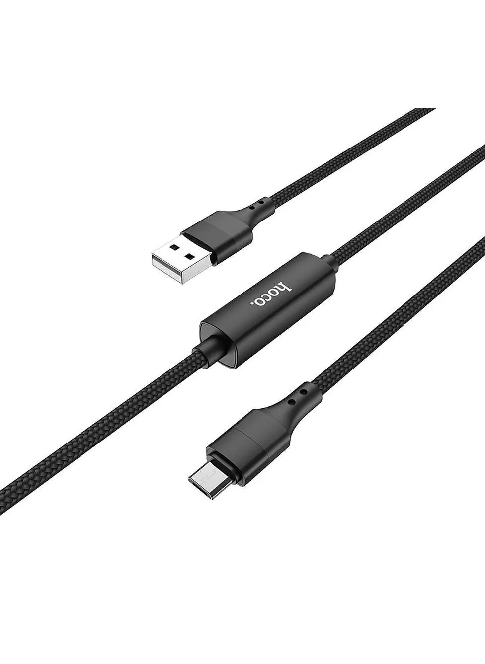 كابل شحن مايكرو USB مع خاصية التحكم المركزي في توقيت مزامنة البيانات أسود/فضي-1