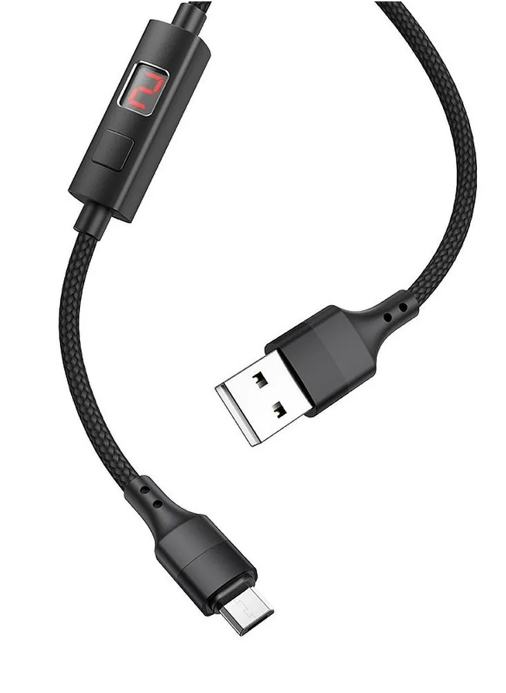 كابل شحن مايكرو USB مع خاصية التحكم المركزي في توقيت مزامنة البيانات أسود/فضي-2