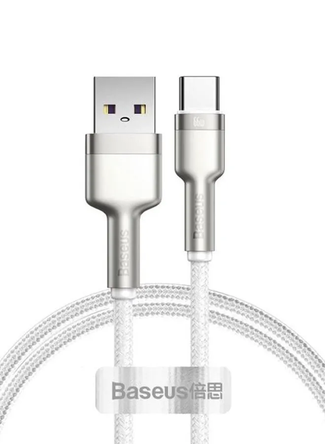 كابل بيانات معدني بطول 2 متر من سلسلة كافولي من USB إلى Type-C بقدرة 66 وات بخاصية الشحن السريع لهاتف هواوي P30، وP20 لايت، وP20، وميت 20، وميت 20 برو، وميت RS، وهونر فيو 20، وهونر ماجيك 2، وغير ذلك المزيد. وجميع أجهزة الأندرويد. أبيض-1