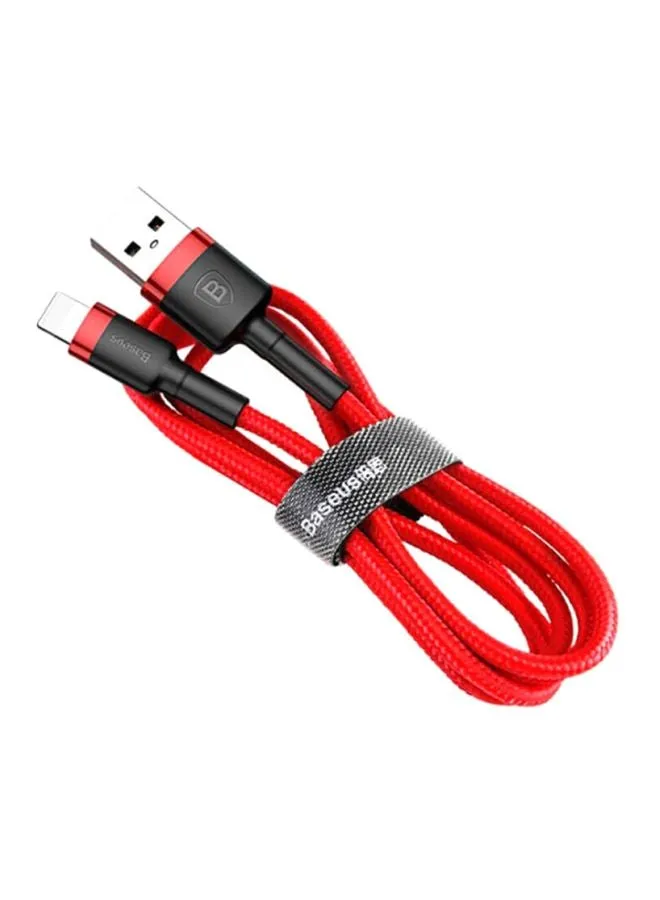 كابل USB كافيول لأجهزة آيفون لمزامنة البيانات والشحن بتيار 2.4 أمبير أحمر وأسود-1