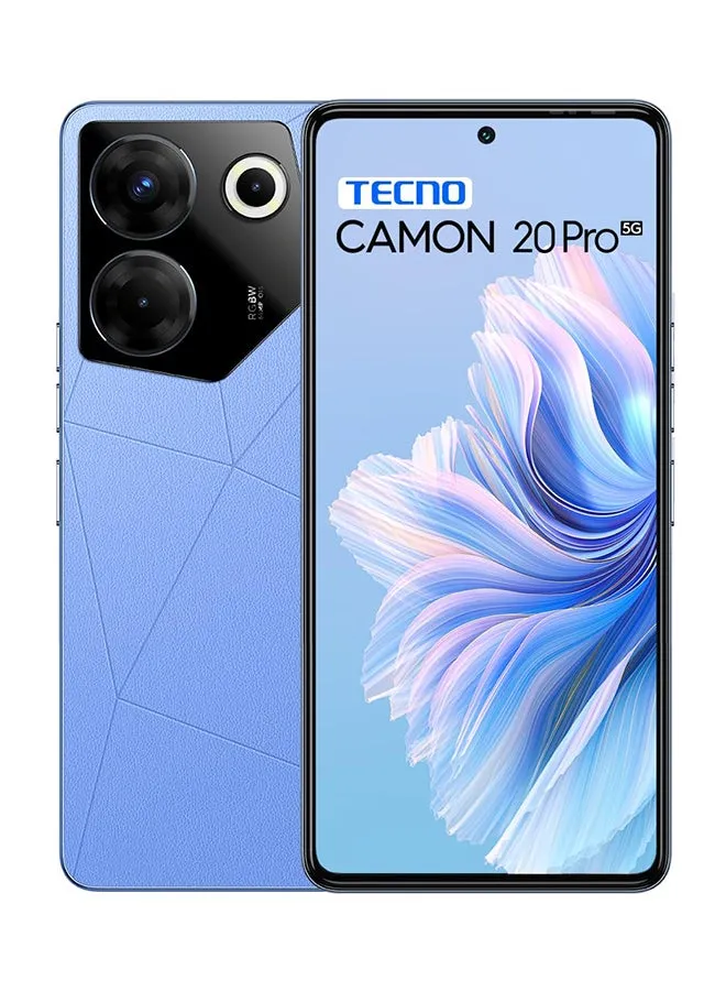 هاتف Camon 20 Pro ثنائي الشريحة بلون أزرق سيرينيتي وذاكرة وصول عشوائي (RAM) سعة 8 جيجابايت وذاكرة داخلية 256 جيجابايت يدعم تقنية 5G - إصدار الشرق الأوسط-1