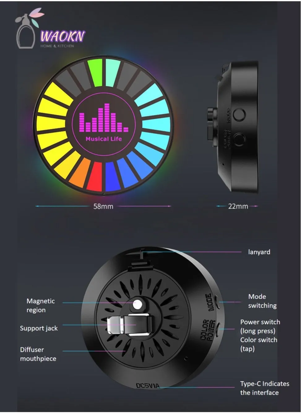 Car Air Outlet Aroma Magnetic Rhythm Light, LED Atmosphere Light-2