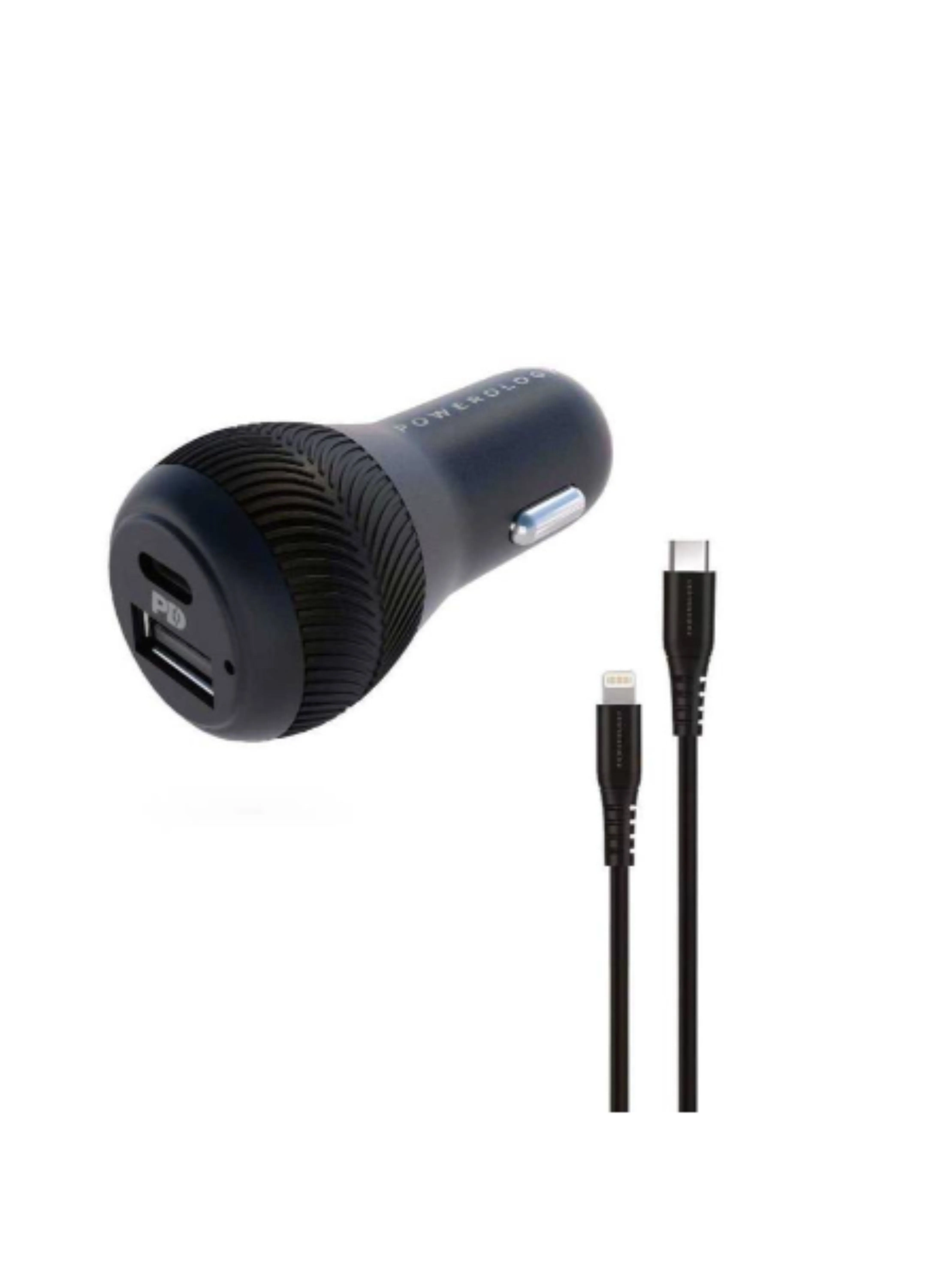 Car charger with cable for iPhone with PD input from Powerolgy-1