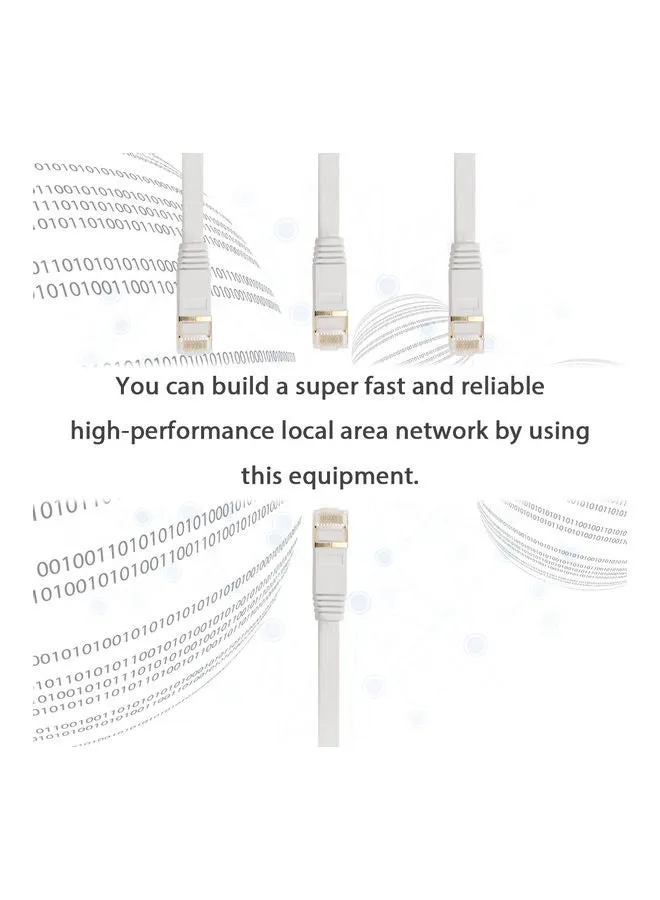 كابل موصل RJ45 لشبكة LAN إيثرنت مسطحة لشبكة إيثرنت Cat 7 أبيض-2