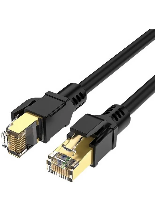 كابل Ethernet Cat8 عالي السرعة 40Gbps 2000MHz RJ45، سلك مضفر محمي، متوافق مع Switch، PC، PS5، PS4، Xbox، مودم، راوتر، موسع Wi-Fi، لوحة التوصيل، بأطوال 2م-30م، باللون الأسود.-1