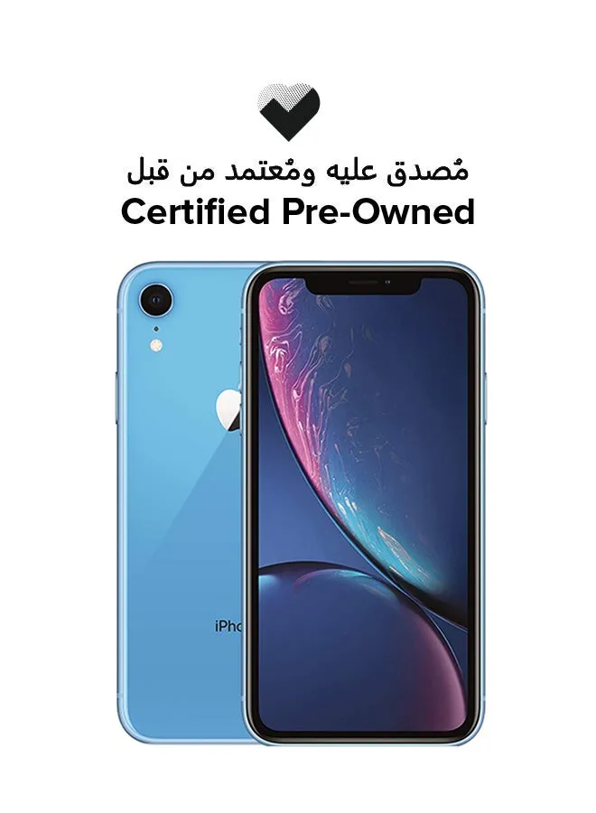 هاتف iPhone XR مملوك مسبقًا ومعتمد مع تطبيق FaceTime باللون الأزرق وذاكرة سعة 128 جيجابايت ويدعم تقنية 4G LTE - إصدار عالمي-1