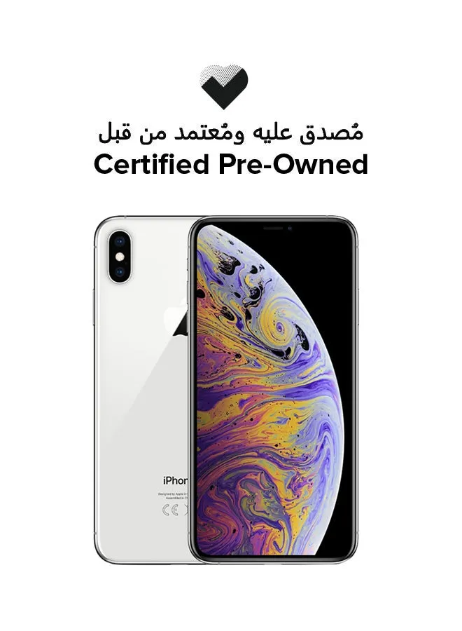 هاتف iPhone Xs Max مملوك مسبقًا ومعتمد مع تطبيق FaceTime باللون الفضي وذاكرة سعة 512 جيجابايت ويدعم تقنية 4G LTE-1