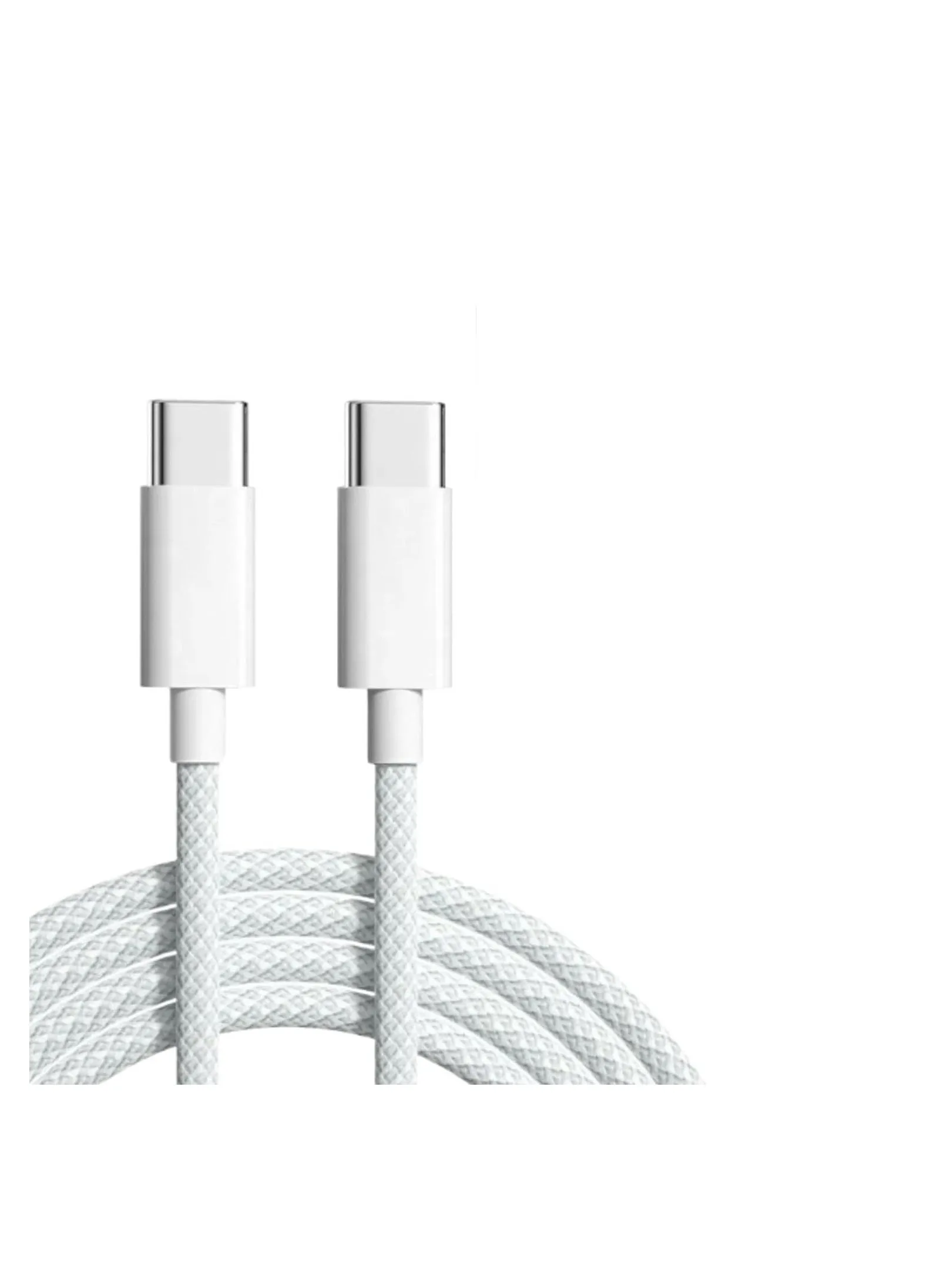 كبل شحن 60 واط، كبل شحن سريع ببروتوكول USB Power Delivery، كبل USB-C إلى USB-C لآيفون 15/بلس/برو/برو ماكس، ماك بوك برو/إير، آيباد برو/إير/ميني، جالاكسي، بيكسل، والمزيد (2 متر، لون أبيض)-1