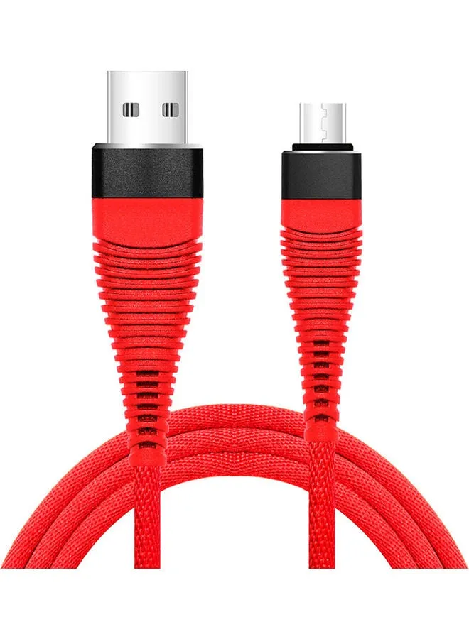 كابل شحن مايكرو USB مضفر من القماش أحمر/أسود-1