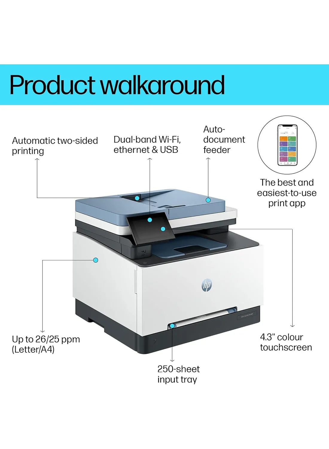 الطابعة الملونة LaserJet Pro MFP 3303FDW (499M8A)-2