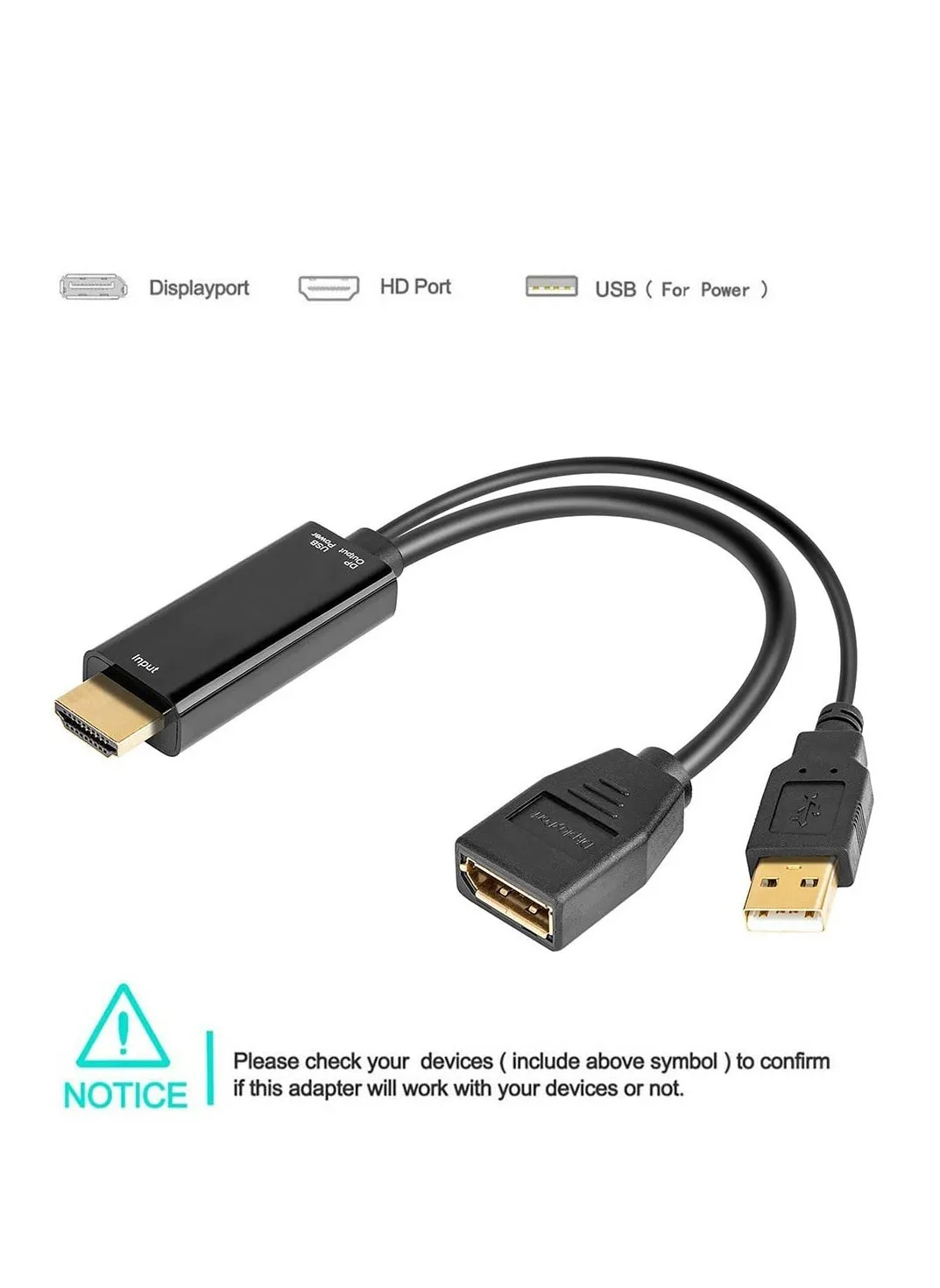 كابل محول، كابل HDMI متوافق مع DisplayPort، كابل تمديد ذكر إلى محول DisplayPort مع محول USB 2.0 HDMI متوافق مع DisplayPort Uhd 4K HDMI متوافق، للشاشات-2