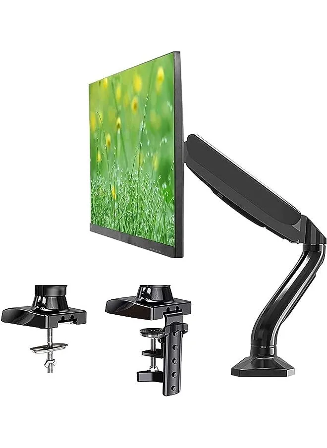 Desk Mount Stand, Computer Monitor Single Arm with Gas Spring for 13 to 27 Inch PC LCD LED Screen, Adjustable Height Tilt Angle Spring Monitor Riser Swivel Bracket for VESA 75x75mm 100x100mm-1