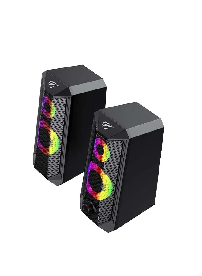 Desktop Speakers, PC Speakers with RGB Lights, 360° Surround Sound, Wired Plug and Play-1