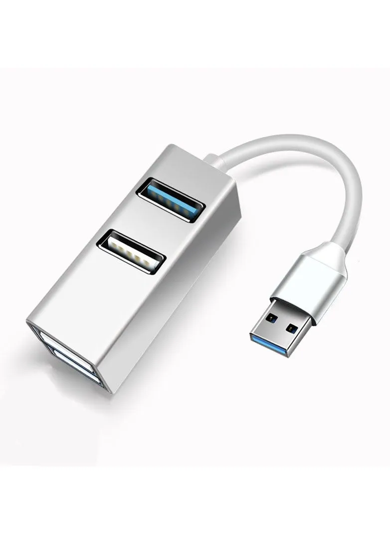 محطة إرساء USB 3.0 محور موسع من سبائك الألومنيوم واحد إلى أربعة مقسم USB الكل في واحد (فضي)-1